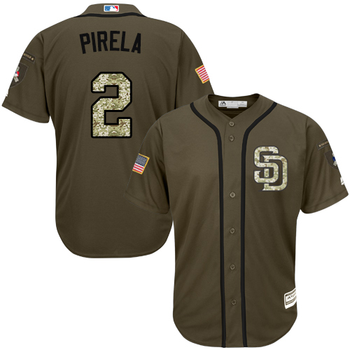 Padres #2 Jose Pirela Green Salute to Service Stitched Youth MLB Jersey